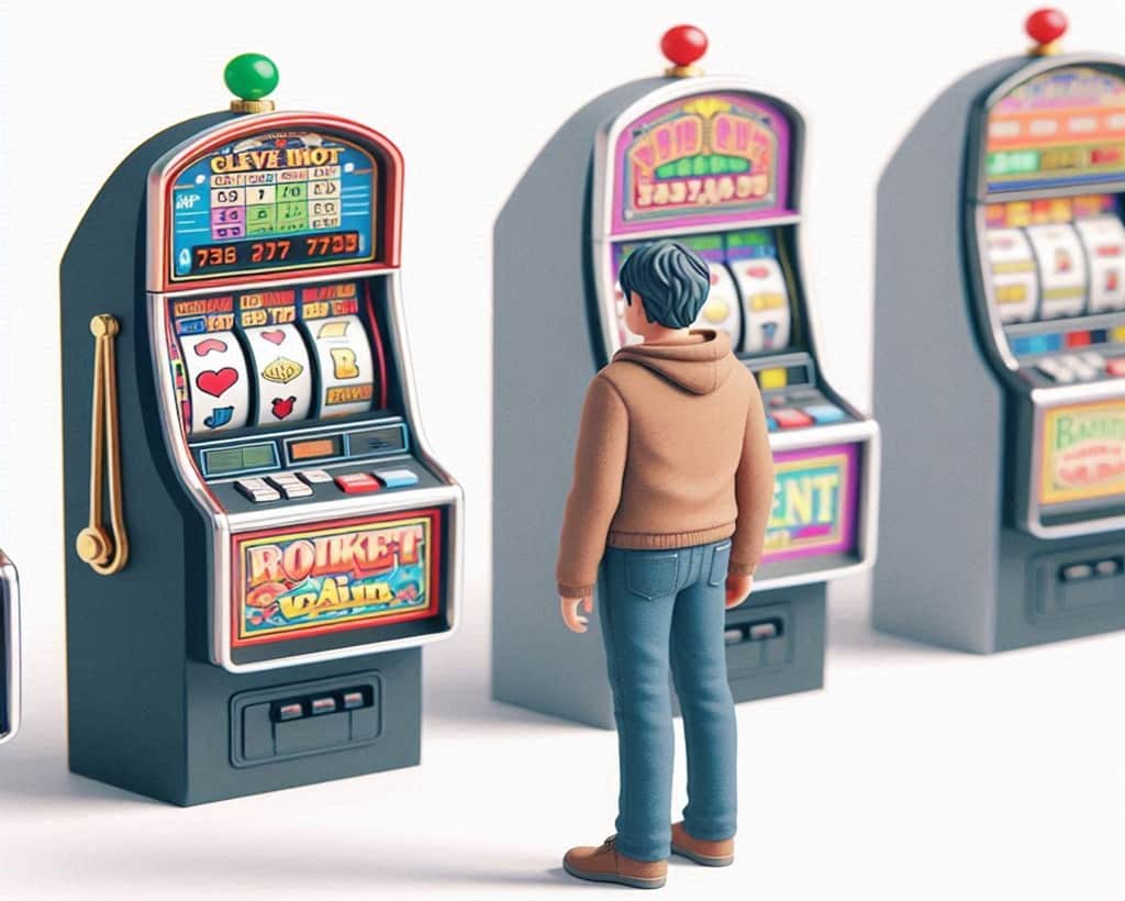 illustration of a man trying to understand how to play progressive slots